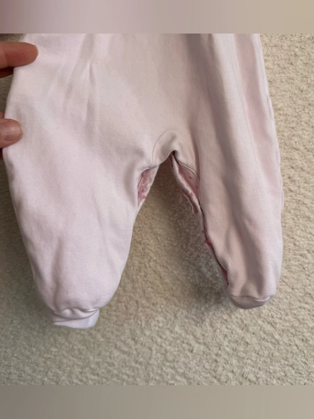 Kissy Kissy Baby‎ Girl Pink Pima Cotton Flower Heart Footed Sleeper 0-3 Months